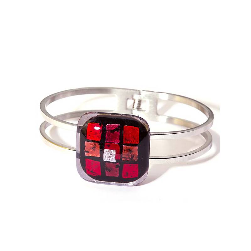 Armreif mit Glasstein Rot Fusing