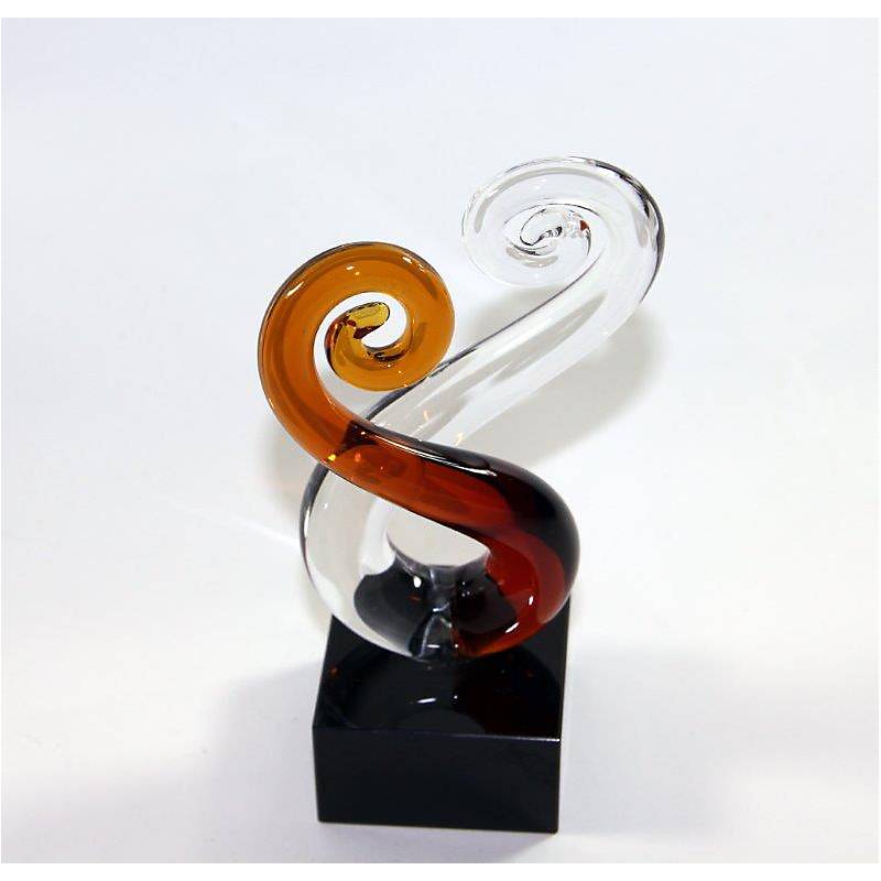 Glasskulptur Synphonie Gold Kunstobjekt Kristallglas Handarbeit Höhe 15cm Unikat