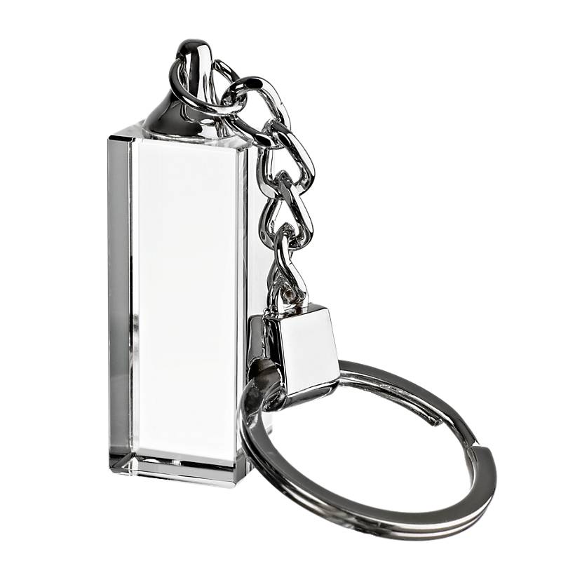 Glasschlüsselanhänger Rechteck Pokal 4 cm
