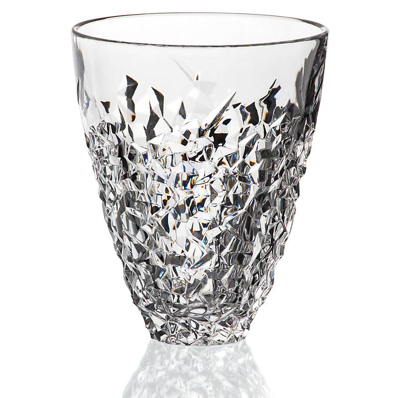 Vase Katarina Gold 22cm, Transparent, aus Bleikristall