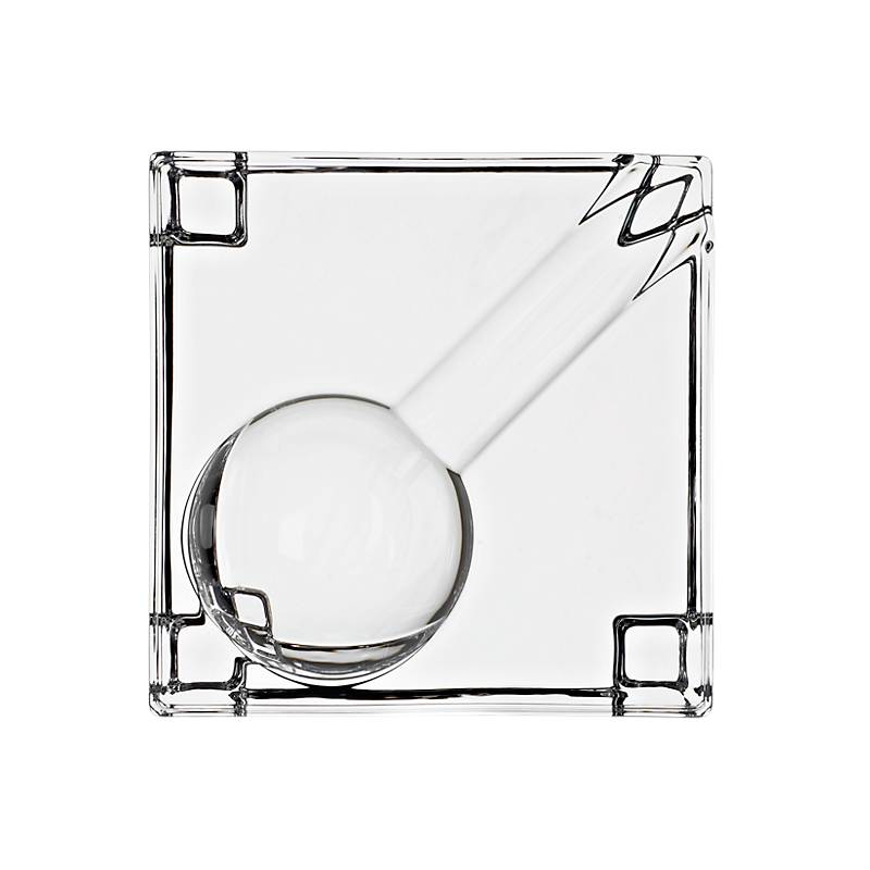 Design Aschenbecher Ascher Glas Bleikristall quadratisch 11 x 11 cm Füße Zigarre Zigarette Tabak Tabakspfeiffe Raucher Raucherecke Casablanca