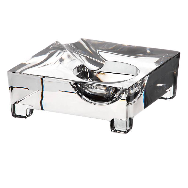 Design Aschenbecher Ascher Glas Bleikristall quadratisch 11 x 11 cm Füße Zigarre Zigarette Tabak Tabakspfeiffe Raucher Raucherecke Casablanca