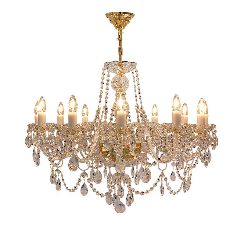 Kronleuchter Larissa Erleuchtung, Gold/Transparent, aus Glas