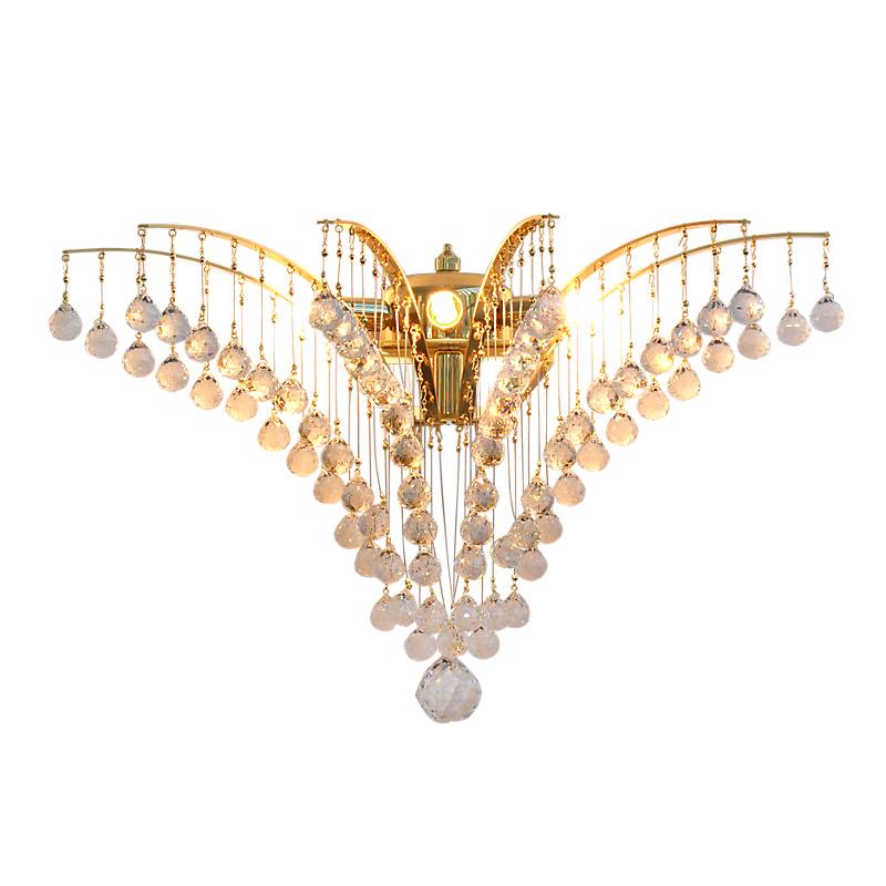 Wandleuchter Jacqueline Erleuchtung, Gold/Transparent, aus Glas