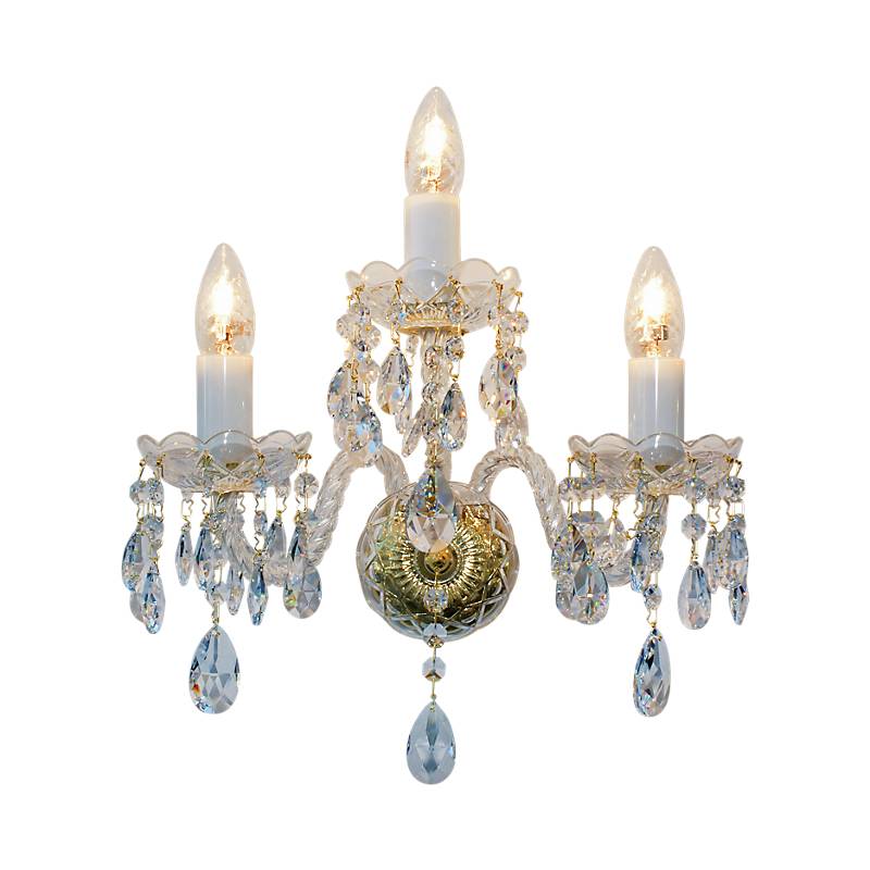 Wandleuchter Elisa Erleuchtung, Gold/Transparent, aus Glas