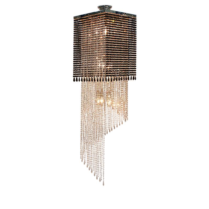 Kronleuchter Melanie Erleuchtung, Schwarz/Transparent, aus Glas