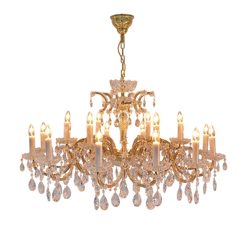 Kronleuchter Cesaria Erleuchtung, Gold/Transparent, aus Glas