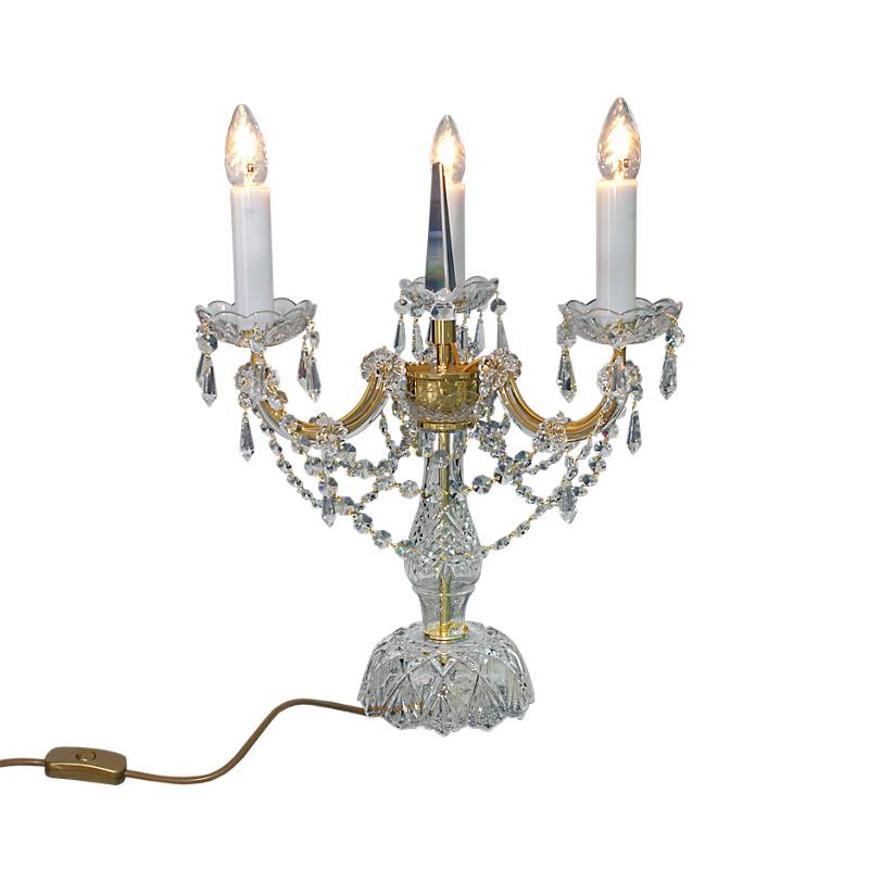 Tischleuchter Stephanie Erleuchtung, Gold/Transparent, aus Glas