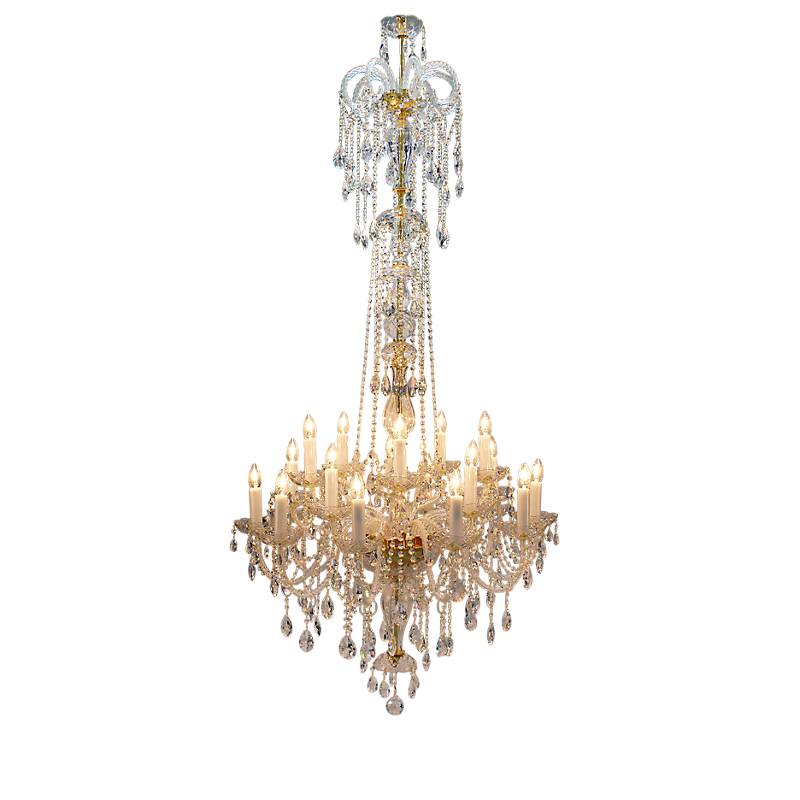 Kronleuchter Maria Theresa Erleuchtung, Gold/Transparent, aus Glas