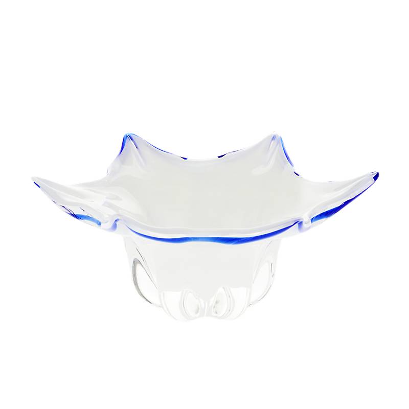 Schale White Queen 28 cm, Weiß/Blau, aus Glas