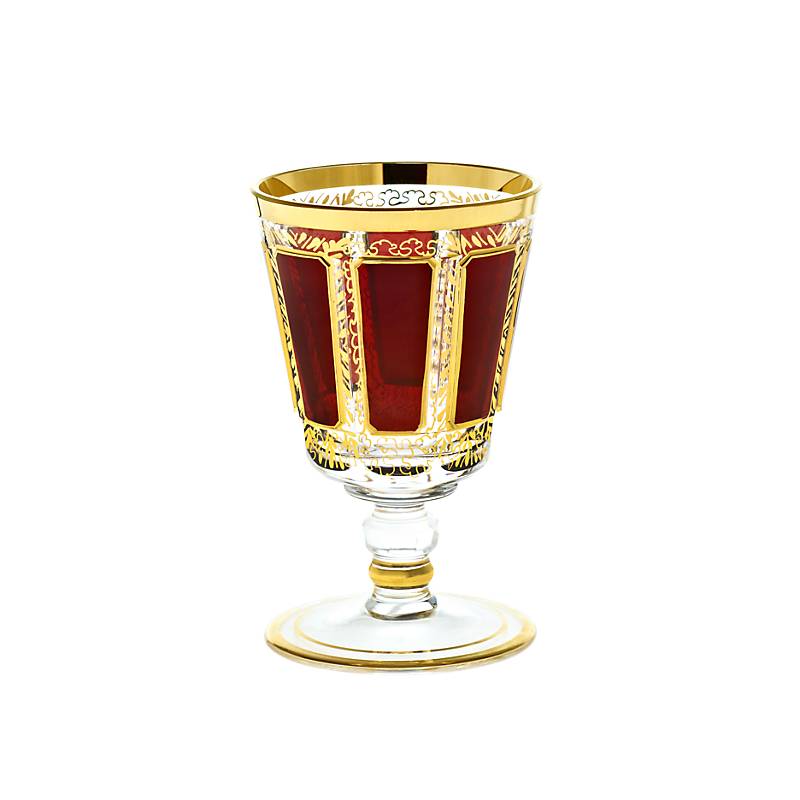 Trinkkelch Red Queen 240 ml, Rot/Gold, aus Glas