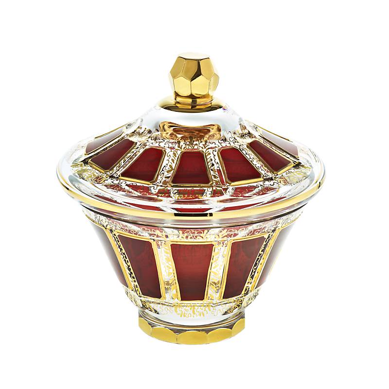 Dose mit Deckel Red Queen 18 cm, Rot/Gold, aus Glas