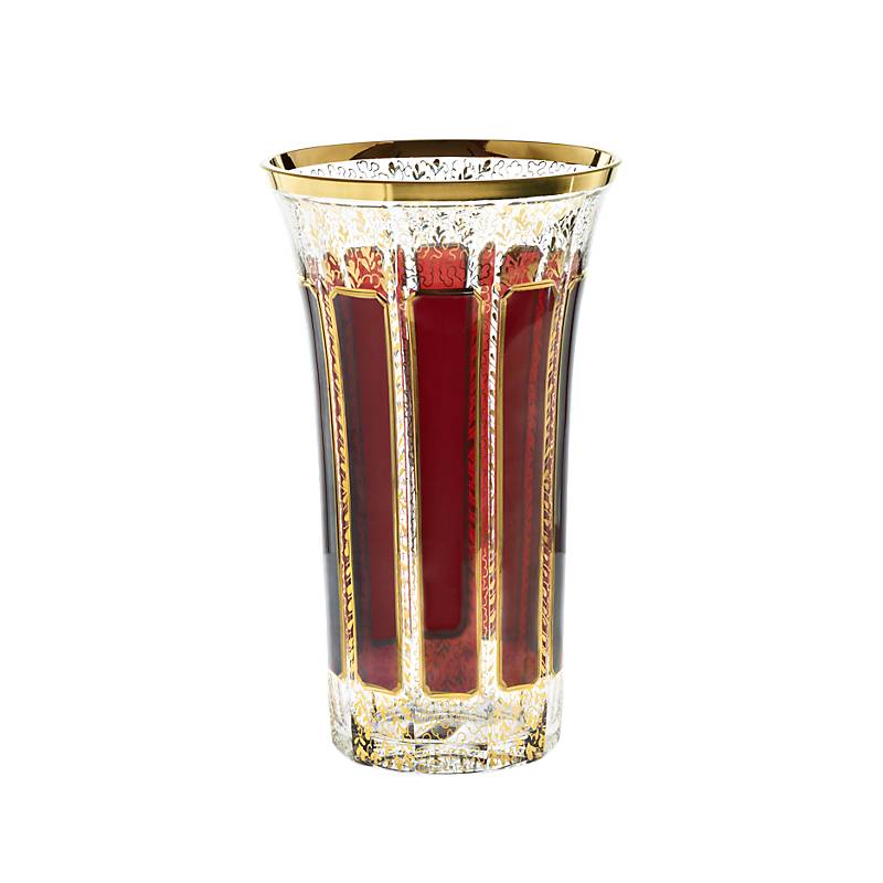 Vase Red Queen 23 cm, Rot/Gold, aus Glas