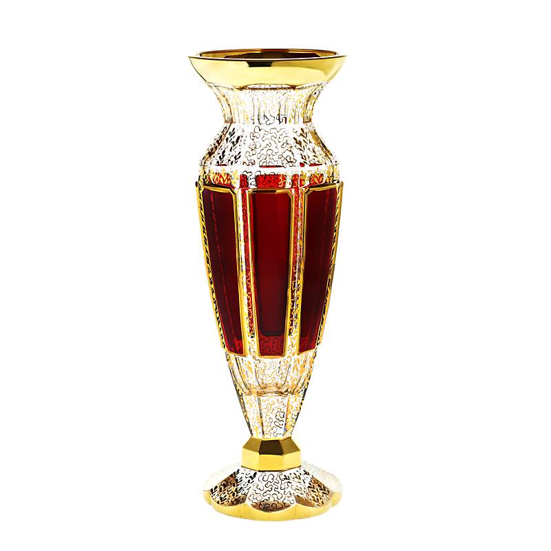 Vase Red Queen 27 cm, Rot/Gold, aus Glas