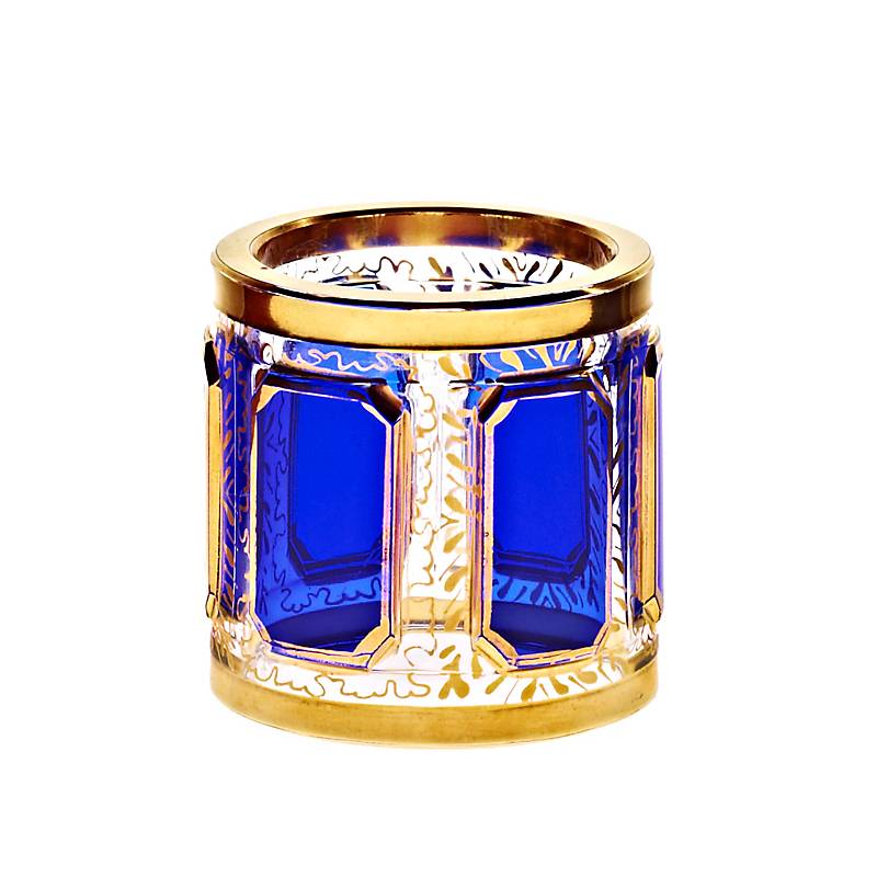 Serviettenring Blue Queen 5 cm, blau/gold, Glas