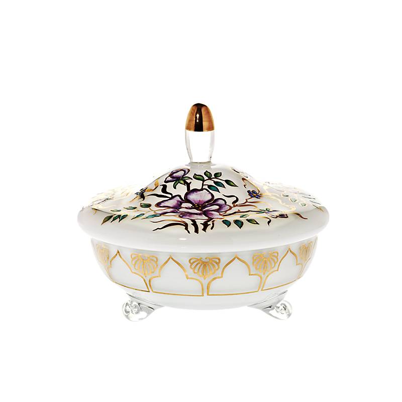 Dose White Queen 15 cm, Multicolor, aus Glas