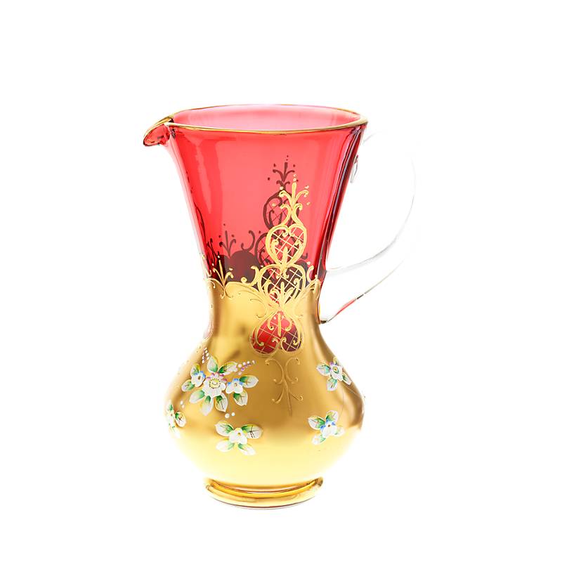 Krug Red Queen 2000 ml, Rot/Gold, aus Glas