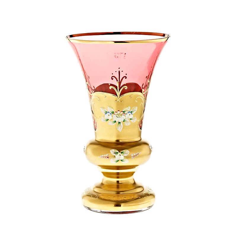 Vase Red Queen 26 cm, Rot/Gold, aus Glas