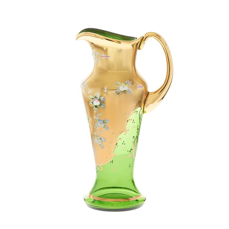 Krug Green Queen 1250 ml, Grün/Gold, aus Glas