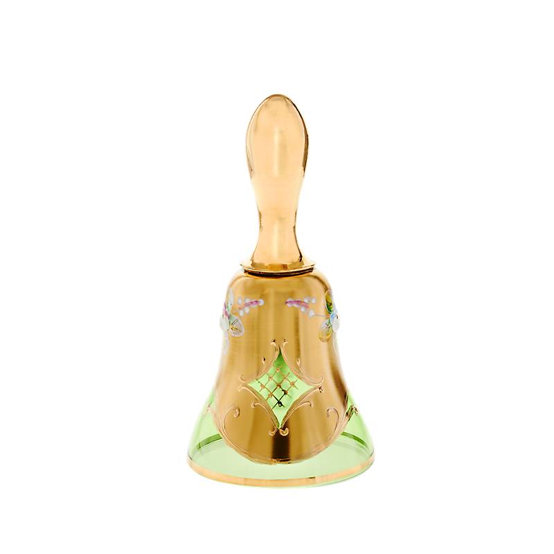 Glocke Green Queen 16 cm, Grün/Gold, aus Glas