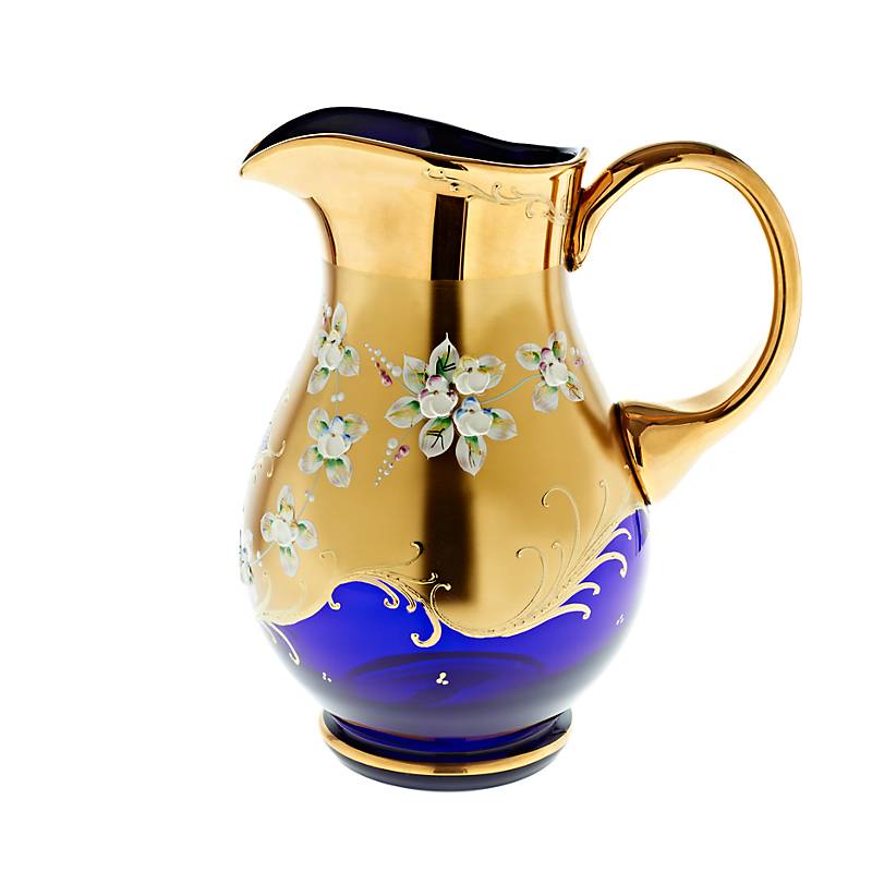 Krug Blue Queen 2000 ml, Blau/Gold, aus Glas