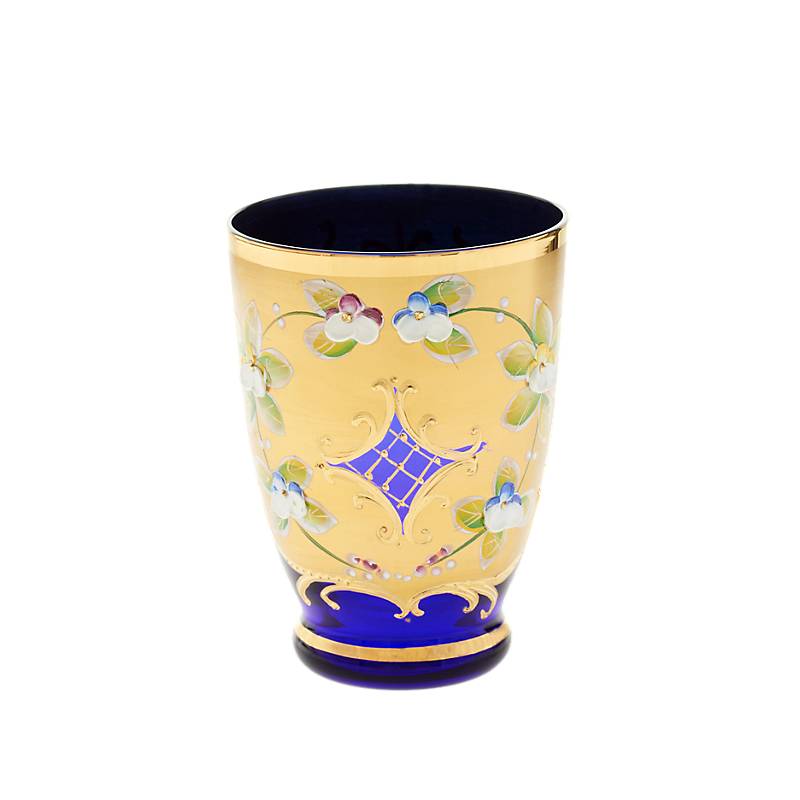 Trinkbecher Blue Queen 250 ml, Blau/Gold, aus Glas