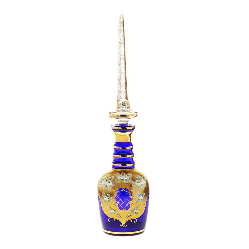 Flasche mit Verschluss Blue Queen, Blau/Gold, aus Glas