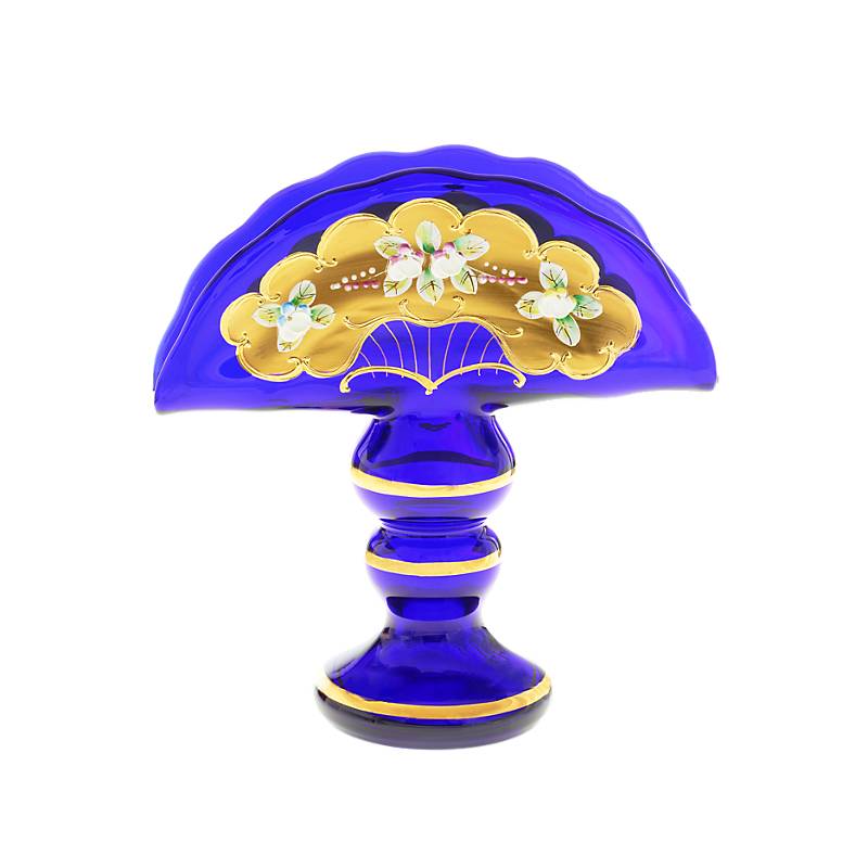 Serviettenhalter Blue Queen 21 cm, Blau/Gold, aus Glas