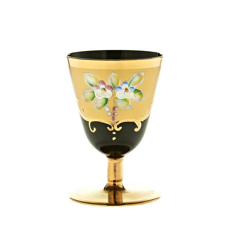 Trinkbecher Black Queen 100 ml, Gold/Braun, aus Glas