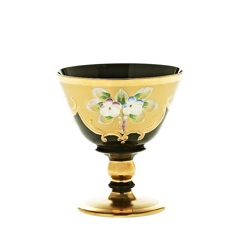 Trinkbecher Black Queen 80 ml, Gold/Braun, aus Glas