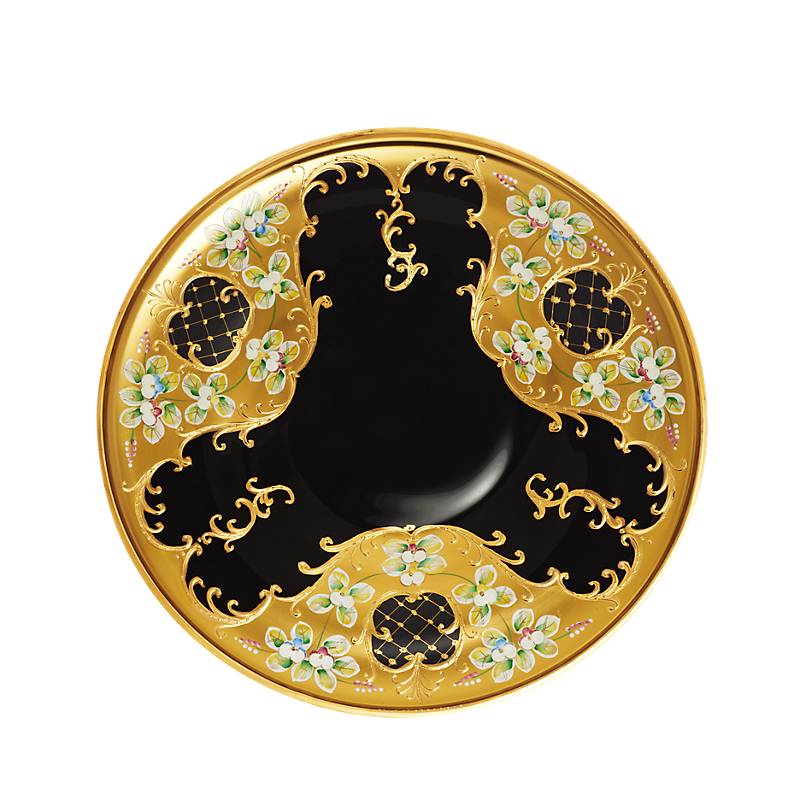 Teller Black Queen 32 cm, Gold/Braun, aus Glas
