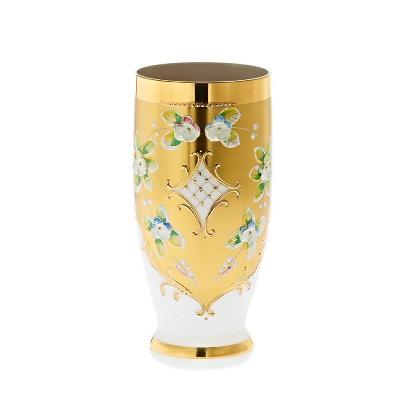 Trinkbecher White Queen 250 ml, Weiß/Gold, aus Glas