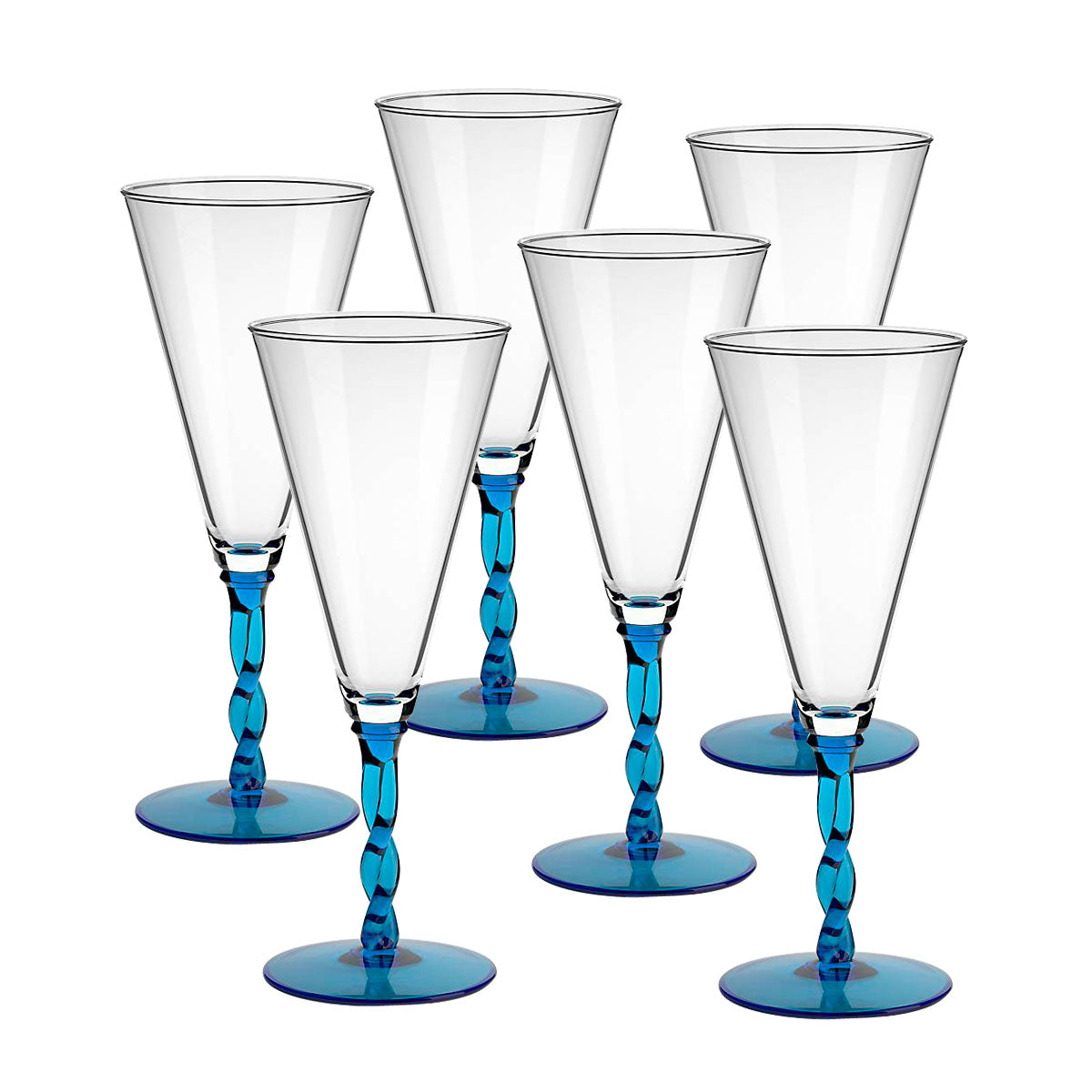 Eiscremeglas 6er-Set Toscana Amore Vero 30cm hellblau