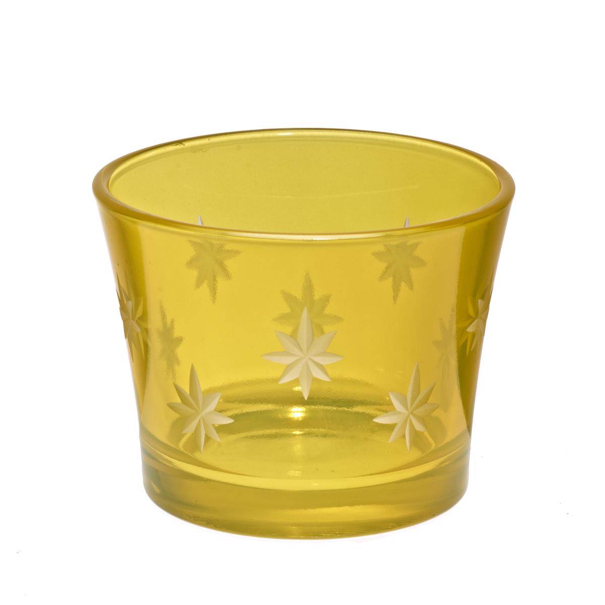 Windlicht aus Bleikristall, gelb (7x9cm)