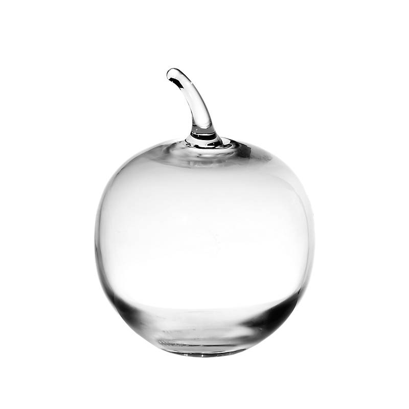 Skulptur Glasfigur Glaskugel Apfel aus Glas transparent 11,9cm