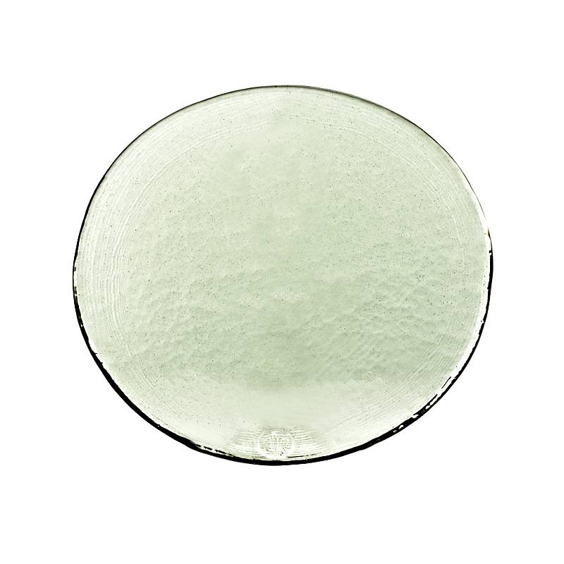 Glasteller Thüringer Waldglas 26cm flach Kuchenplatte Servierteller grün