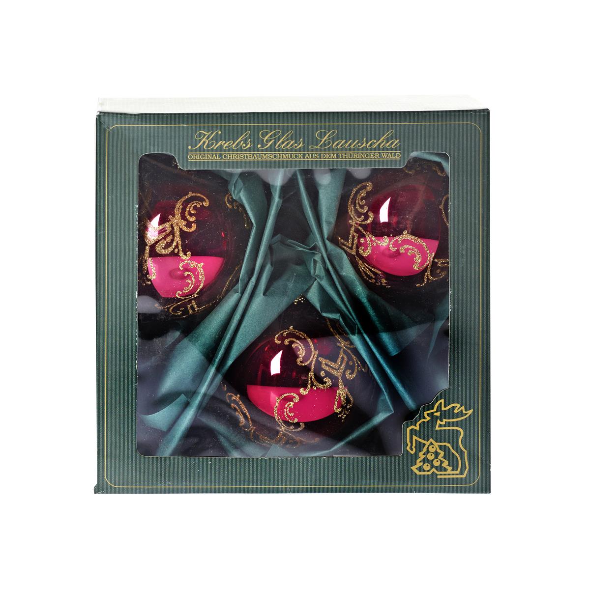 Baumkugel rot Barock 8cm 3er-Set