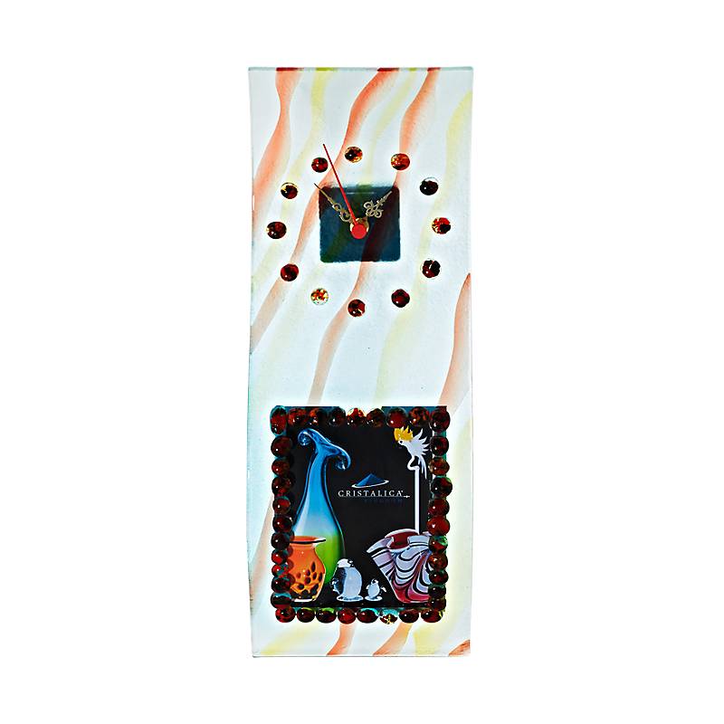 Wanduhr Orange Welle  "Clockworld" (44x14,6cm)