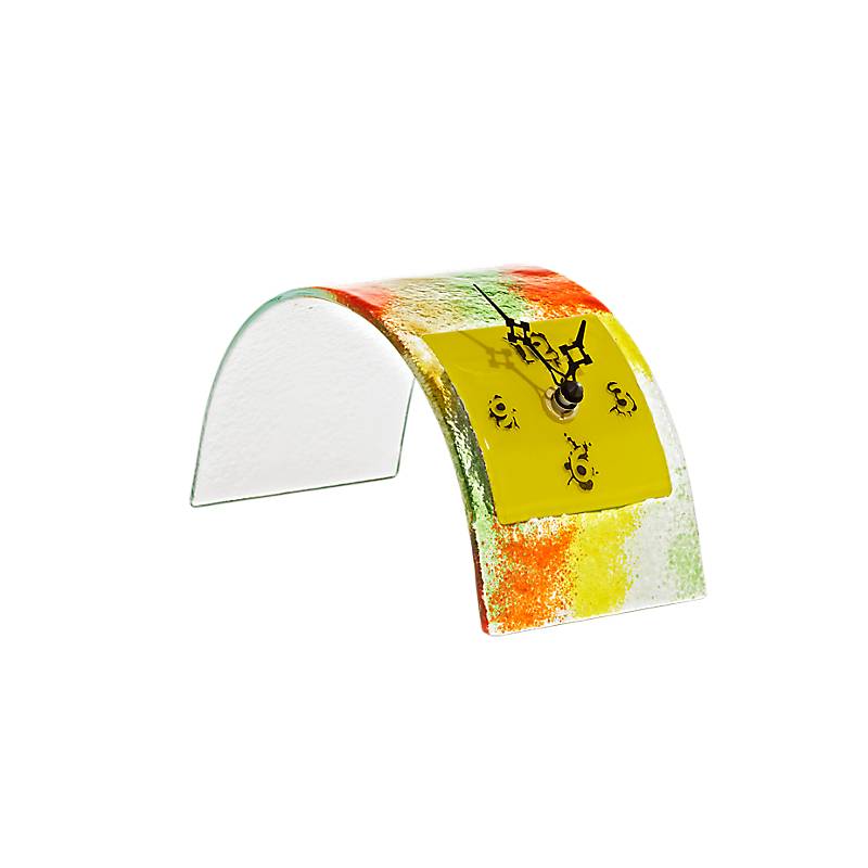 Tischuhr Gelbe Welle "Clockworld" (19x9cm)