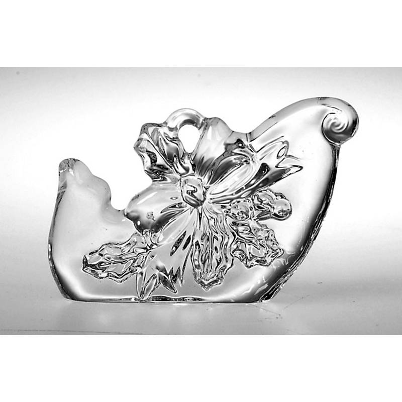 Glasanhänger Baumschmuck Schlitten klar Bleikristall 7 cm