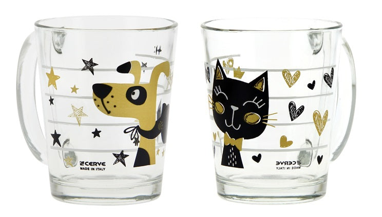 Glastasse mit Henkel Golden Pets 2er-Set 310 ml