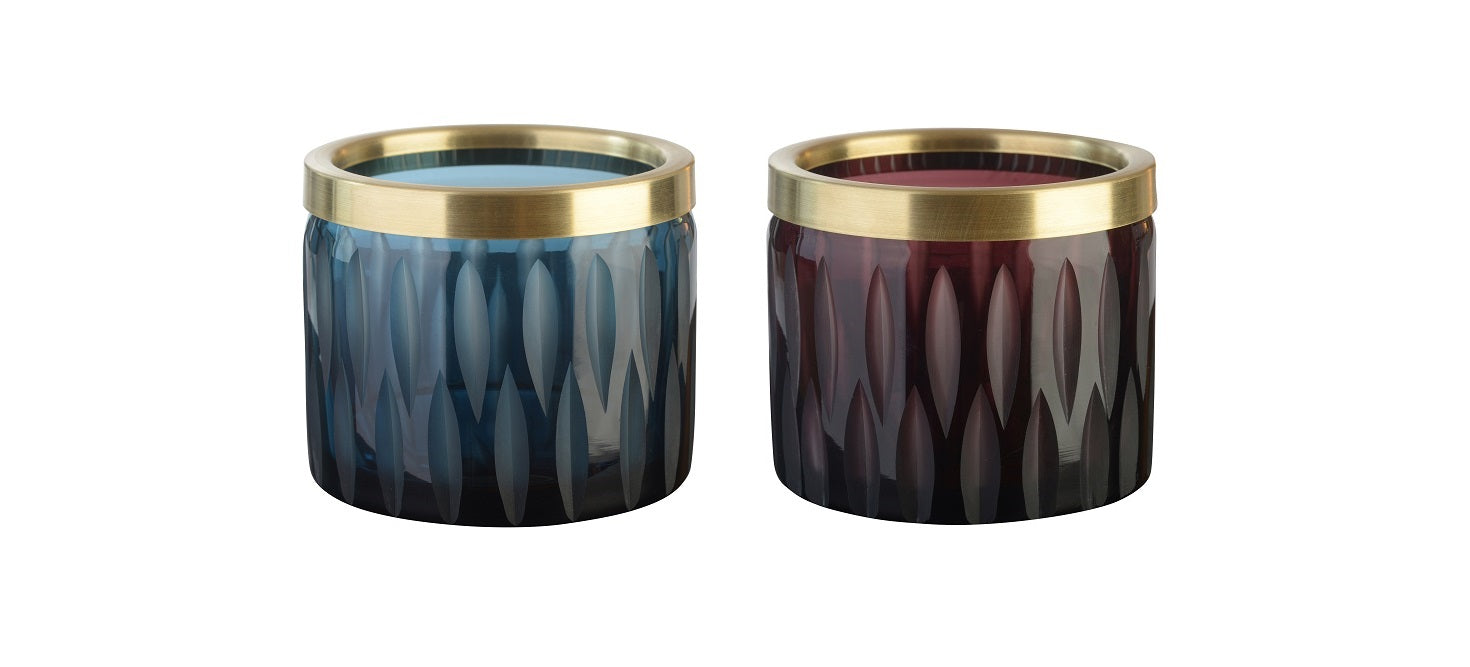 Votivkerzenhalter Glas mit Schliff Goldrand 7,5cm