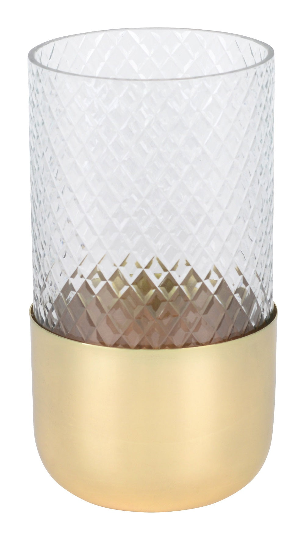 Windlicht Deko Vase Glas/Metall klar/gold Marylebone 19cm