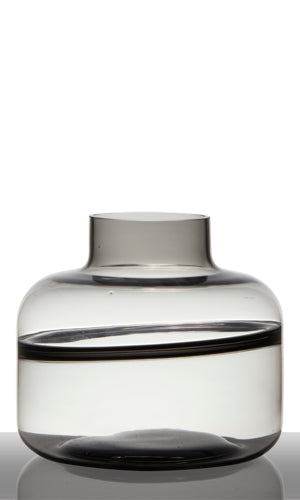Glasvase Flasche Dekovase Blütenvase Bottle Line Grau 20,5 cm