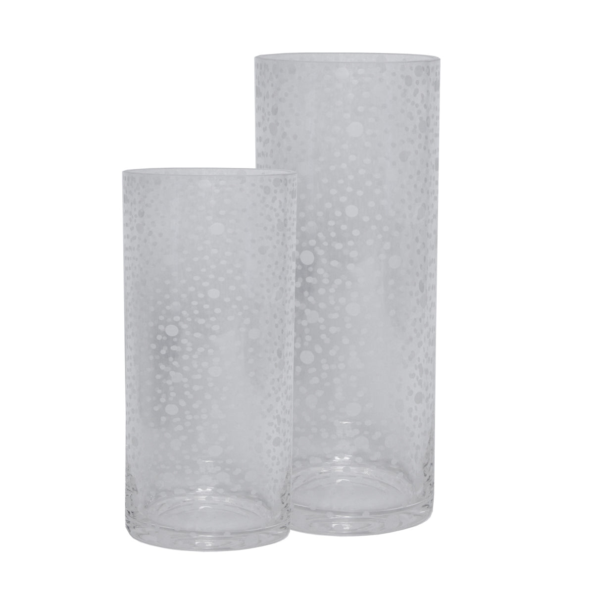 Zylindervase mit Gravur Punkte transparent