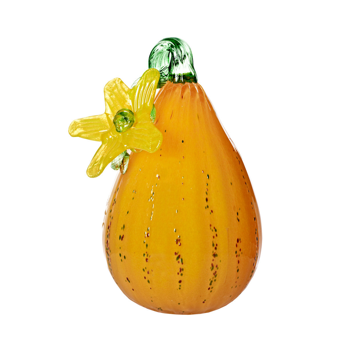 Kürbis Gemüse mit Blüte 30cm Glas Früchte Figuren Küche Vitrine Sammeln Glaskunst