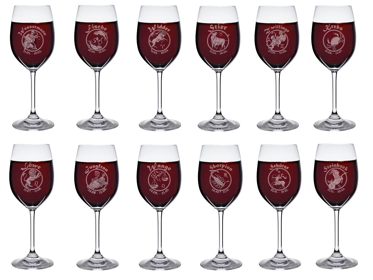 Weinkelch 300ml  mit Sternzeichen-Gravur Bleikristall