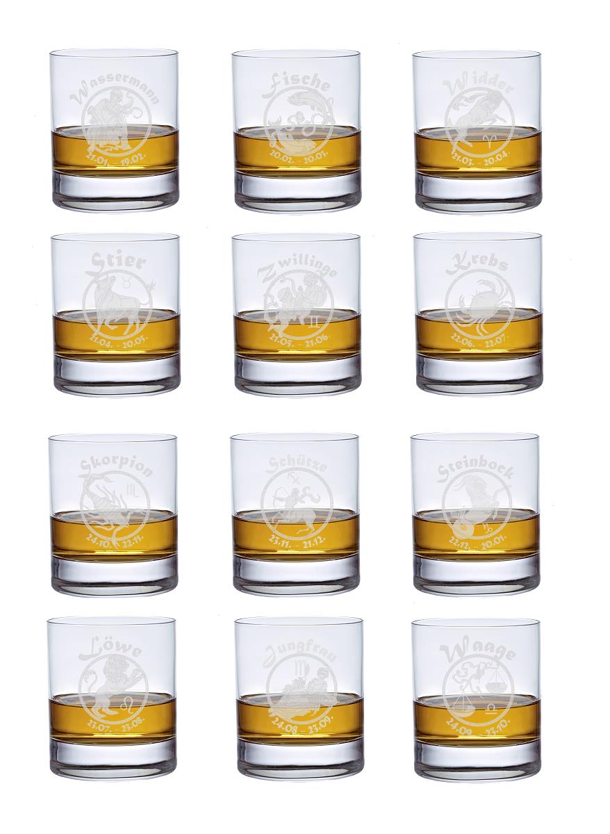 Whiskyglas (320ml) mit Sternzeichen, Lasergravur