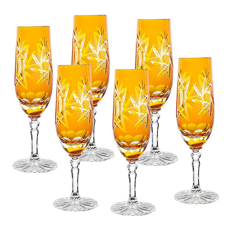 Sektflöte gelb Schleuderstern 6er Set (180ml)