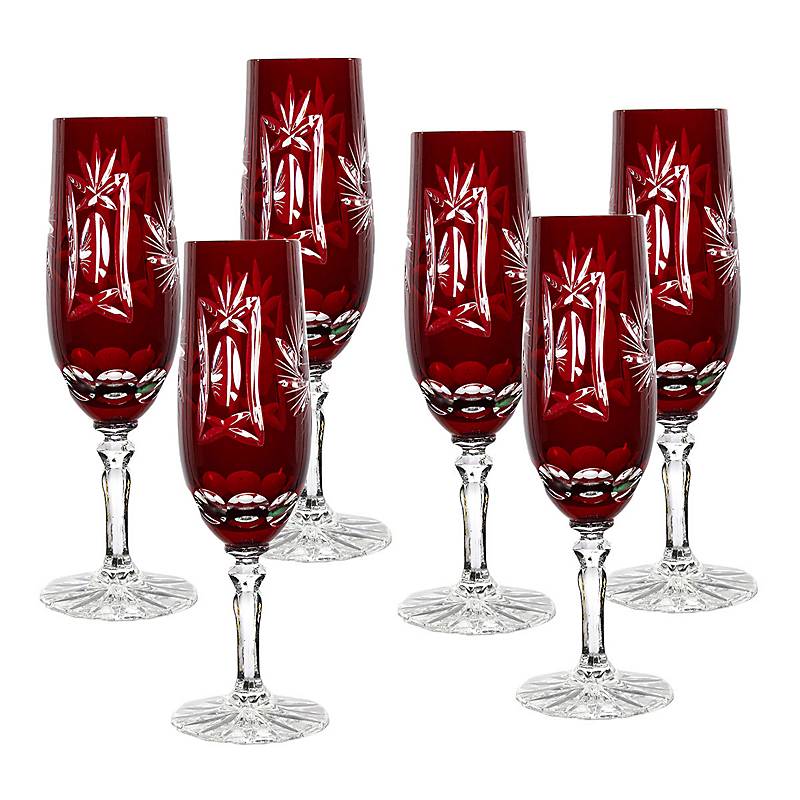 Sektflöte rot Schleuderstern 6er Set (180ml)